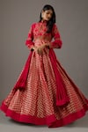 Buy_Rohit Bal_Pink Silk Chanderi Floral Blossom Banasai Jaal Embroidered Anarkali Set _at_Aza_Fashions