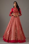 Buy_Rohit Bal_Pink Silk Chanderi Floral Blossom Banasai Jaal Embroidered Anarkali Set _Online_at_Aza_Fashions