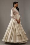 Buy_Rohit Bal_Ivory Silk Chanderi Dahlia Bloom Banasai Jaal Embroidered Anarkali Set _Online_at_Aza_Fashions