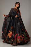 Buy_Rohit Bal_Black Chanderi Musk Rose Print Anarkali Set _at_Aza_Fashions