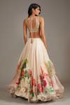 Shop_Rohit Bal_Ivory Organza Print Botanical Floral Embellished Bridal Lehenga Set  _at_Aza_Fashions