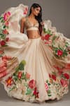 Shop_Rohit Bal_Ivory Organza Print Botanical Floral Embellished Bridal Lehenga Set  _Online_at_Aza_Fashions