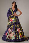 Buy_Rohit Bal_Blue Organza Print Botanical Floral Embellished Bridal Lehenga Set  _at_Aza_Fashions