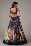 Shop_Rohit Bal_Blue Organza Print Botanical Floral Embellished Bridal Lehenga Set  _at_Aza_Fashions