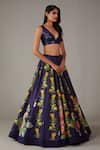 Buy_Rohit Bal_Blue Organza Print Botanical Floral Embellished Bridal Lehenga Set  _Online_at_Aza_Fashions