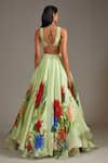 Shop_Rohit Bal_Green Organza Print Botanical Floral Petunia Lehenga Blouse Set  _at_Aza_Fashions