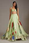 Buy_Rohit Bal_Green Organza Print Botanical Floral Petunia Lehenga Blouse Set  _Online_at_Aza_Fashions