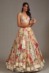 Shop_Rohit Bal_Ivory Organza And Cotton Print Buttercup Bloom Bridal Lehenga Set  _Online_at_Aza_Fashions