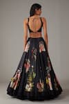 Shop_Rohit Bal_Black Modal Musk Rose Bloom Print Lehenga Blouse Set _at_Aza_Fashions