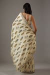 Shop_Rohit Bal_Ivory Silk Chanderi Printed Mughal Saree With Unstitched Blouse Piece  _at_Aza_Fashions