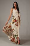 Buy_Rohit Bal_Ivory Silk Chanderi Printed Garden Saree With Unstitched Blouse Piece  _Online_at_Aza_Fashions