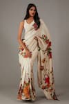 Shop_Rohit Bal_Ivory Silk Chanderi Printed Garden Saree With Unstitched Blouse Piece  _Online_at_Aza_Fashions