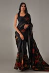 Buy_Rohit Bal_Black Organza Printed Garden Saree With Unstitched Blouse Piece  _at_Aza_Fashions