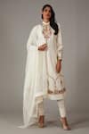 Buy_Rohit Bal_Ivory Silk Chnaderi Embroidered Anarkali Churidar Set_at_Aza_Fashions