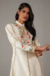 Rohit Bal_Ivory Silk Chnaderi Embroidered Anarkali Churidar Set_Online_at_Aza_Fashions