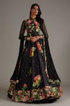 Buy_Rohit Bal_Black Silk Chnaderi Blossom Print Anarkali With Dupatta _at_Aza_Fashions