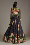 Shop_Rohit Bal_Black Silk Chnaderi Blossom Print Anarkali With Dupatta _at_Aza_Fashions