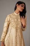 Rohit Bal_Beige Silk Chanderi Sequin Embroidered Kalidar Kurta Churidar Set _Online_at_Aza_Fashions