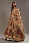 Buy_Rohit Bal_Beige Organza Garden Print Anarkali Churidar Set _at_Aza_Fashions