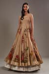 Shop_Rohit Bal_Beige Organza Garden Print Anarkali Churidar Set _Online_at_Aza_Fashions