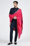 Buy_S&N by Shantnu Nikhil_Blue Faux Leather Bordered Stole _at_Aza_Fashions