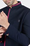 Buy_S&N By Shantnu Nikhil_Blue Lycra, Viscose, Polyester Metallic Thread Embroidered Nehru Collar Sherwani _Online_at_Aza_Fashions