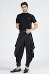 Buy_S&N by Shantnu Nikhil_Black Poly Viscose Suiting Plain Pleated Cowl Draped Pant _at_Aza_Fashions