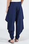 Shop_S&N by Shantnu Nikhil_Blue Terylene Plain Cowl Pleated Draped Pant _at_Aza_Fashions