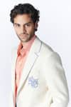 Shop_S&N by Shantnu Nikhil_Off White Poly Blend Embroidered Logo Placement Jacket _Online_at_Aza_Fashions