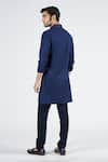 Shop_S&N by Shantnu Nikhil_Blue Terylene Embroidered Placket Short Kurta _at_Aza_Fashions