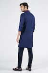 Shop_S&N by Shantnu Nikhil_Blue Terylene Embroidered Thread Work Short Kurta _at_Aza_Fashions