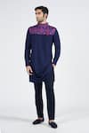 Buy_S&N by Shantnu Nikhil_Blue Terylene Printed Tribal Draped Short Kurta _at_Aza_Fashions