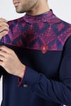 Buy_S&N by Shantnu Nikhil_Blue Terylene Printed Tribal Draped Short Kurta _Online_at_Aza_Fashions