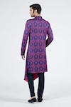 Shop_S&N by Shantnu Nikhil_Blue Crepe Jersey Printed Tribal Draped Kurta_at_Aza_Fashions