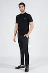 Buy_S&N by Shantnu Nikhil_Black Viscose Nylon Faux Leather Crest T-shirt _at_Aza_Fashions