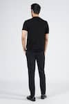 Shop_S&N by Shantnu Nikhil_Black Viscose Nylon Faux Leather Crest T-shirt _at_Aza_Fashions