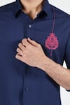 Shop_S&N by Shantnu Nikhil_Blue Terylene Embroidered Thread Slim Fit Shirt _Online_at_Aza_Fashions