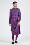 Buy_S&N by Shantnu Nikhil_Blue Poly Jersey Embroidery Thread Churidar _at_Aza_Fashions