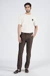 Buy_S&N by Shantnu Nikhil_Brown Cotton Embellished Tape Trouser _at_Aza_Fashions