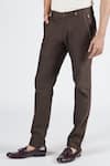 Buy_S&N by Shantnu Nikhil_Brown Cotton Embellished Tape Trouser _Online_at_Aza_Fashions