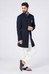 Buy_S&N By Shantnu Nikhil_Blue Lycra, Viscose, Polyester Tape Placement Embellished Sherwani_at_Aza_Fashions