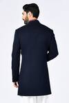 Shop_S&N By Shantnu Nikhil_Blue Lycra, Viscose, Polyester Tape Placement Embellished Sherwani_at_Aza_Fashions