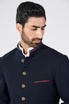 Buy_S&N By Shantnu Nikhil_Blue Lycra, Viscose, Polyester Tape Placement Embellished Sherwani_Online_at_Aza_Fashions