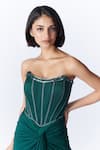 Buy_S&N By Shantnu Nikhil_Emerald Green Polyester, Satin Embroidery Scoop Neck Draped Corset Gown_Online_at_Aza_Fashions