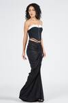 Buy_S&N By Shantnu Nikhil_Black Crepe Twisted Draped Skirt_at_Aza_Fashions