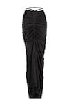 S&N By Shantnu Nikhil_Black Crepe Twisted Draped Skirt_Online_at_Aza_Fashions