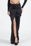 Buy_S&N By Shantnu Nikhil_Black Crepe Twisted Draped Skirt_Online_at_Aza_Fashions