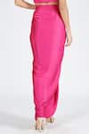 Shop_S&N By Shantnu Nikhil_Pink Nylon Asymmetric Draped Skirt _at_Aza_Fashions