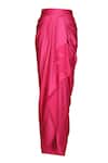 S&N By Shantnu Nikhil_Pink Nylon Asymmetric Draped Skirt _Online_at_Aza_Fashions