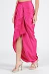 Buy_S&N By Shantnu Nikhil_Pink Nylon Asymmetric Draped Skirt _Online_at_Aza_Fashions